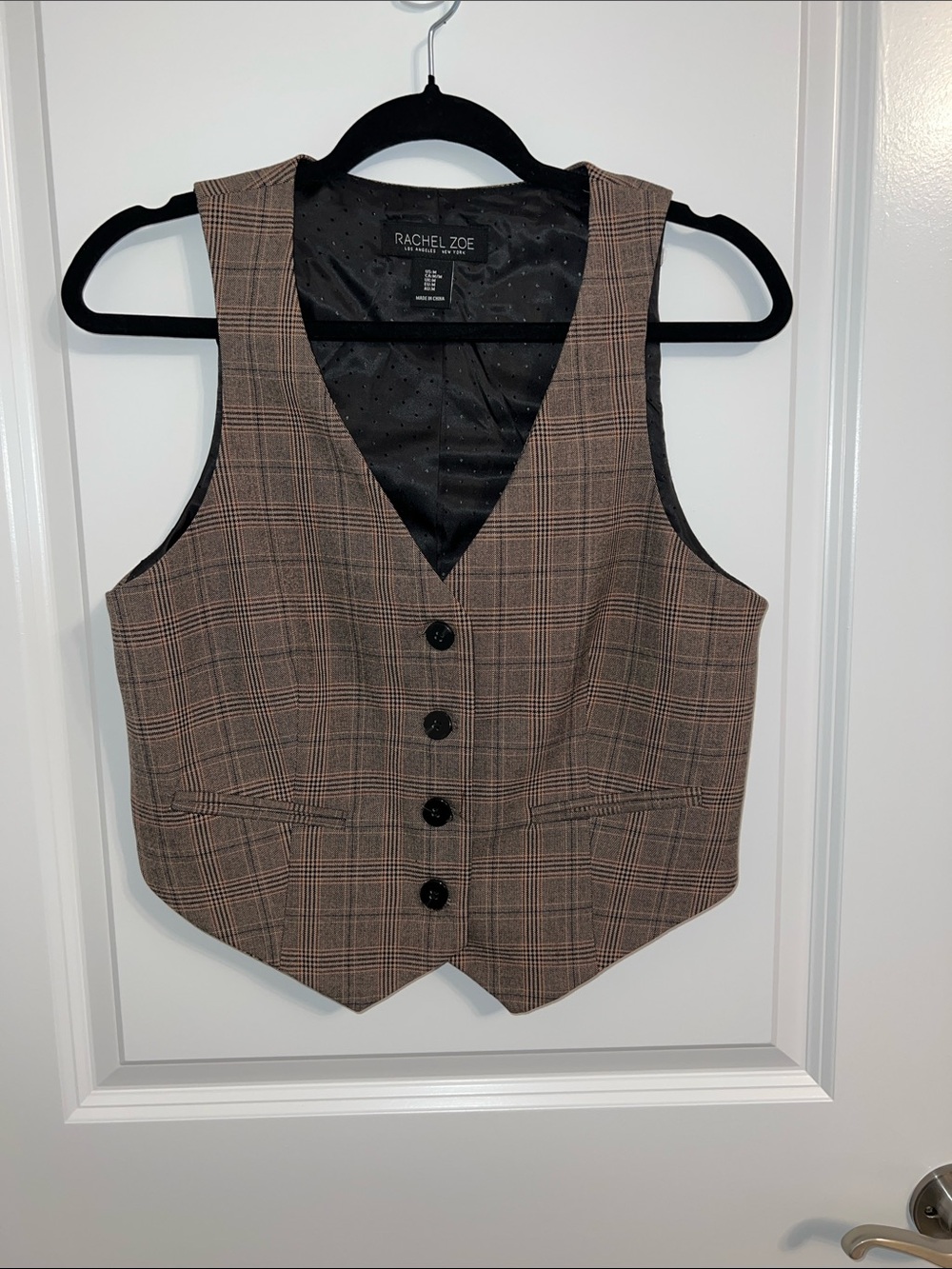 Rachel Zoe Plaid Brown Women’s Tailored Vest